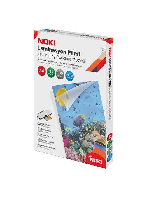 Noki A4 Laminasyon Filmi 125 Mikron 100'lü Paket 130003