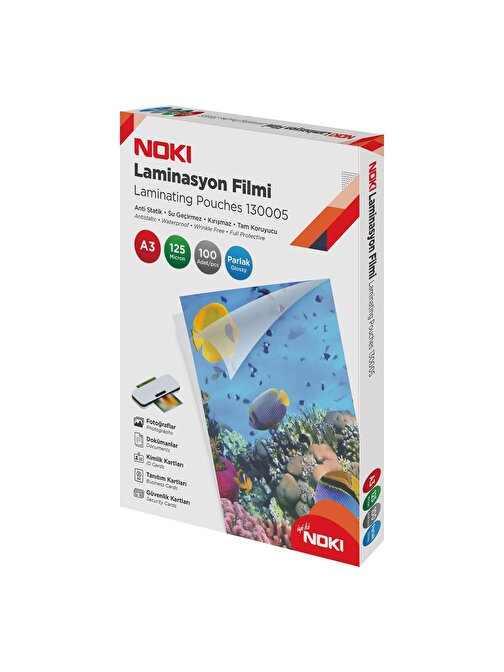 Noki A3 Laminasyon Filmi 125 Mikron 100'lü Paket 130005