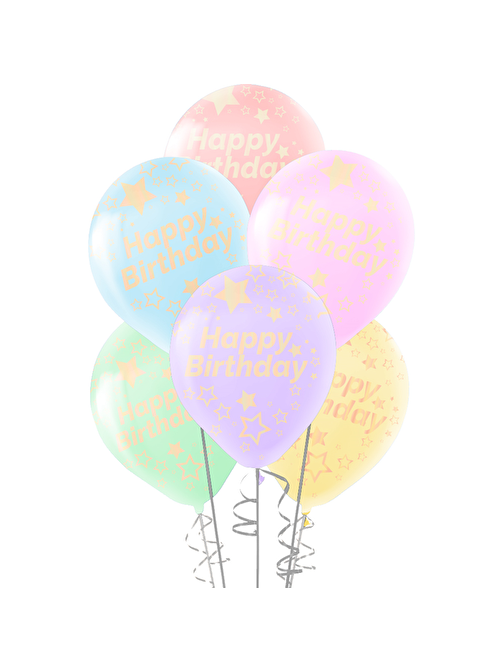 Çepeçevre Baskılı Makaron Balon100lü -Happy Bday-