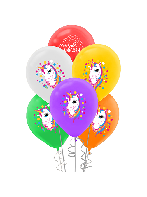 Rainbow Unicorn Lisanslı Balon 100lü