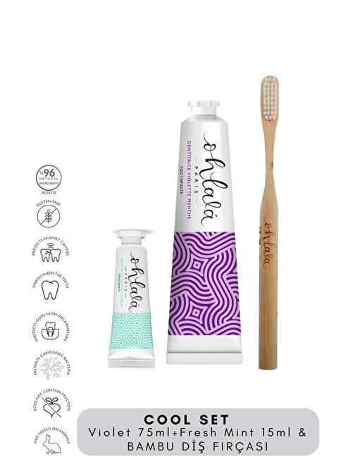 OHLALA Violet mint 75ml + Fresh Mint 15 ml + Bambu Diş Fırçası Cool Set