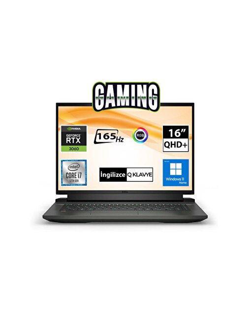 Dell Gaming G16 7620 G71676206204F09 i7-12700H 64GB 2TBSSD RTX3060 16" QHD+ W11H Taşınabilir Bilgisayar