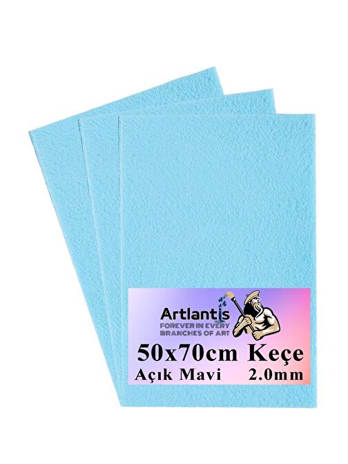 Açık Mavi Keçe 50x70 cm 2.0 mm 3 Adet Renkli Hobi Keçesi Elişi Keçesi Anasınıfı Kreş Okul Öncesi