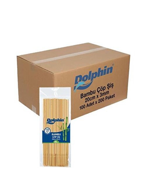 Dolphin Bambu Çöp Şiş 20cm x 3mm 100 adet x 200 Paket Koli