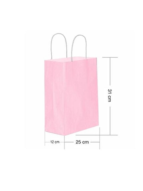 Roll-Up Kraft Çanta Pembe Orta Boy 25x31cm 25li