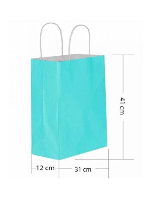 Roll-Up Kraft Çanta Açık Mavi Büyük Boy 31x41cm 25li