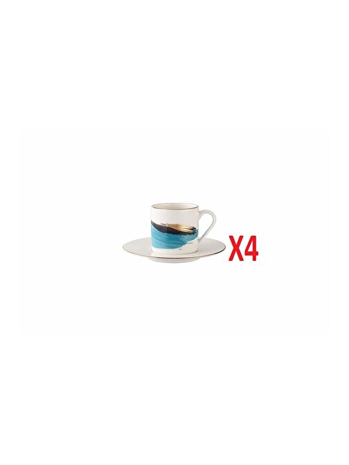 Porland Dash Desen Tabaklı Kahve Fincanı 90cc 4 lü 04ALM008281