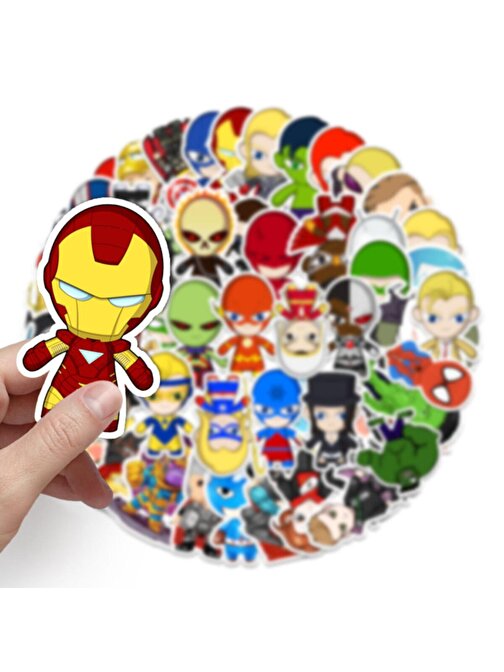 50 Adet Tekrarsız Anime Kahraman Kalite Pvc Sticker 03