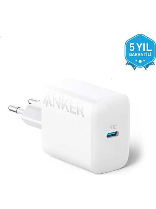 Anker 20W USB-C Şarj Cihazı - iPhone & Android ile Uyumlu Type-C Hızlı Şarj Adaptörü-  A2347 - Beyaz (Anker Türkiye Garantili)