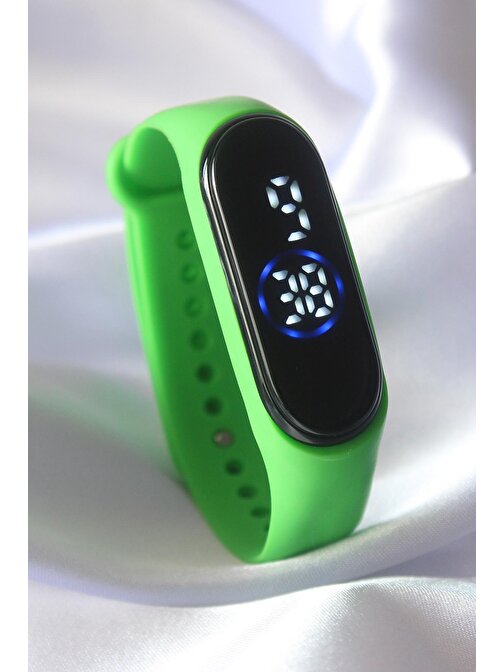 Yeşil Renk Silikon Dijital Dokunmatik Led Saat - TJ-BS3455