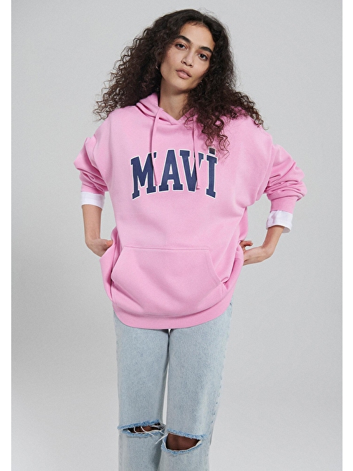 Mavi - Mavi Logo Baskılı Kapüşonlu Pembe Sweatshirt 1600361-71038