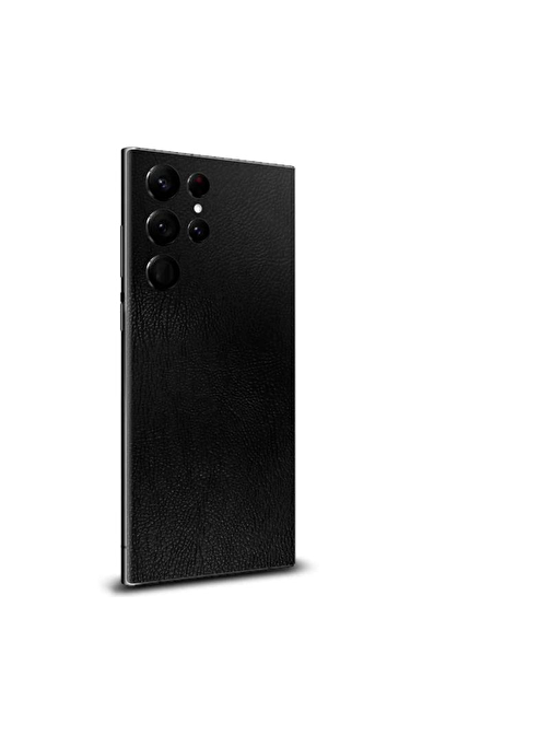 Ecr Mobile Samsung Galaxy S24 Ultra ile Uyumlu Deri Desenli Siyah Arka Kaplama