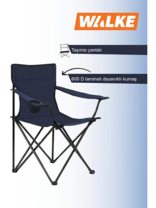 Walke Katlanabilir Kamp Sandalyesi Piknik Sandalyesi Plaj Sandalyesi Mavi Taşıma Çantalı