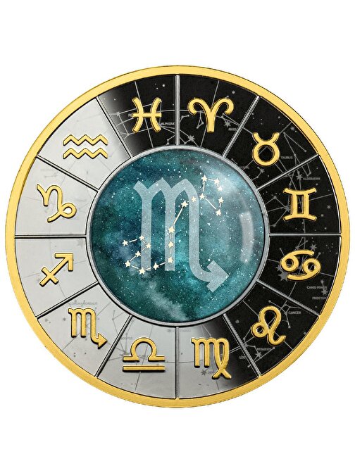 AgaKulche Scorpion Series: Zodiac Signs 500 CFA Francs Gümüş Sikke Coin (999.0)