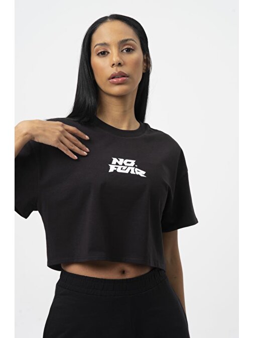 No Fear Orijinal Kadın Crop T-shirt Siyah