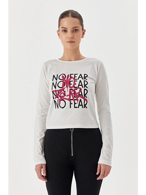 No Fear Kadın T-shirt Uzun Kollu Beyaz W500199