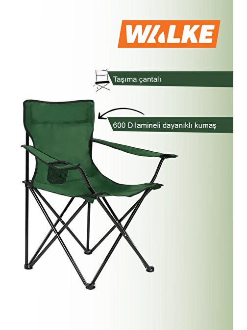 Walke Katlanabilir Kamp Sandalyesi Piknik Sandalyesi Plaj Sandalyesi Yeşil Taşıma Çantalı