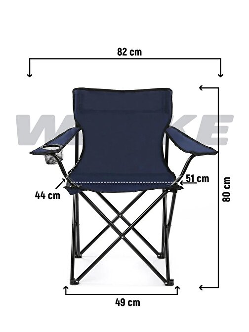 Walke 2 Li Katlanabilir Kamp Sandalyesi Piknik Sandalyesi Plaj Sandalyesi Mavi Taşıma Çantalı
