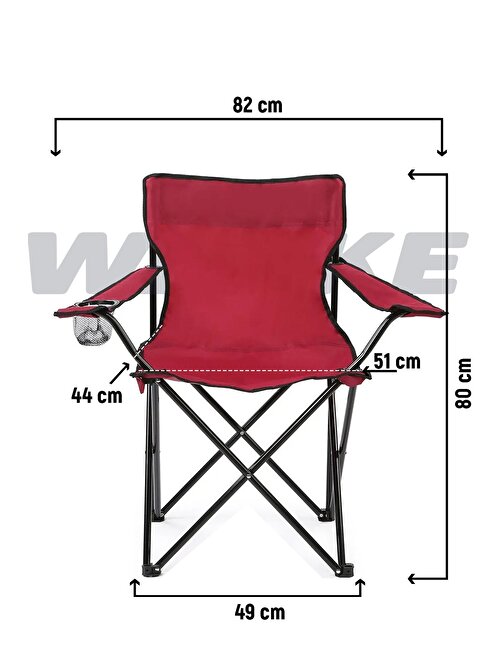 Walke 2 Li Katlanabilir Kamp Sandalyesi Piknik Sandalyesi Plaj Sandalyesi Kırmızı Taşıma Çantalı
