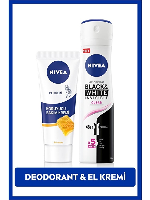 Kadın Sprey Deodorant Black&White 150ml ve Nemlendirici Korucuyu El Bakım Kremi 75ml