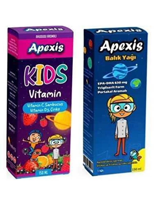 Apexis Balık Yağı 150 ml + Apexis Kids Vitamin Sambucus 150 ml