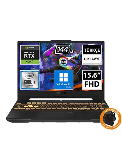 Asus TUF Gaming F15 FX507ZV4-LP055W03 i7-12700H 16GB 512SSD+1TBSSD RTX4060 15.6" FullHD W11H Taşınabilir Bilgisayar-CNT004