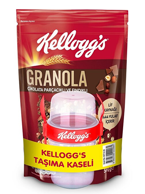 Kellogg's Granola Çikolata Parçacıklı ve Fındıklı 540 Gram,Avantajlı Paket