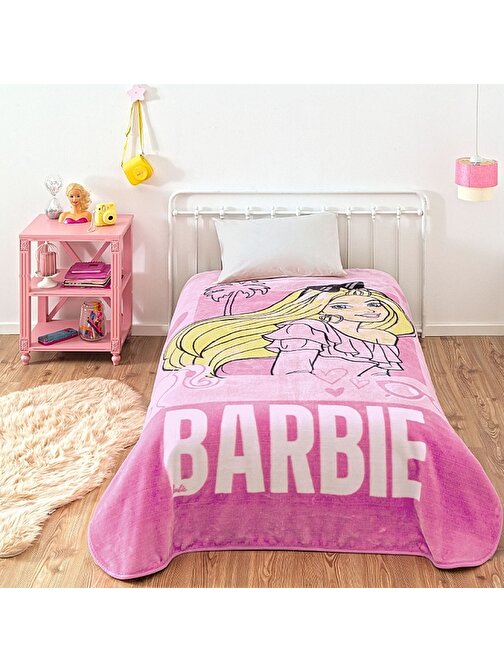 Lisanslı Barbie Tek Kişilik Kışlık Battaniye