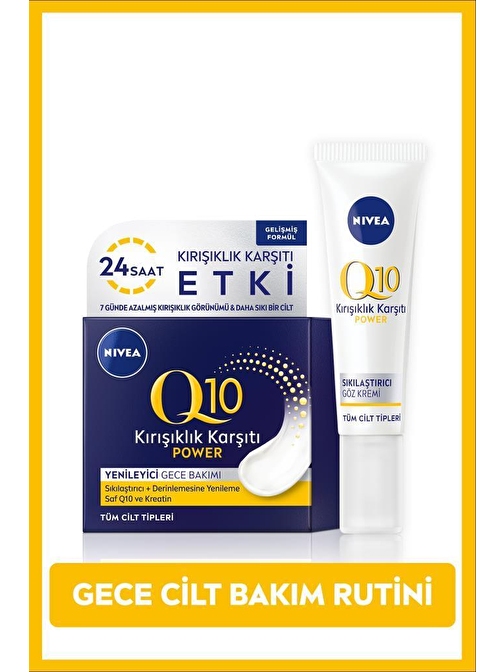 Q10 Power Kırışık Karşıtı Sıkılaştırıcı Göz Bakım Kremi 15ml, Keratin ve Q10 Gece Yüz Kremi 50ml