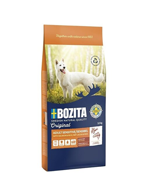 Bozita Original Adult Sensitive Skin & Coat Somonlu Köpek Maması 12 kg