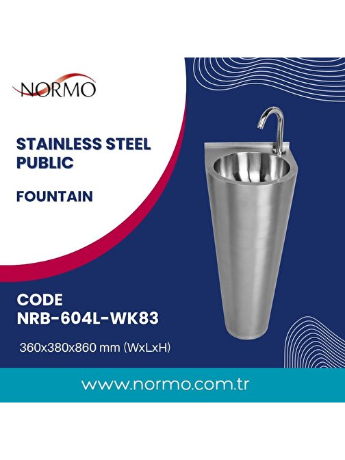 Normo Paslanmaz Çelik Klozet S Çıkışlı-R: Rezervuar Taharet Çubuksuz 370x610x740mm (NRC-6035-SXRX)