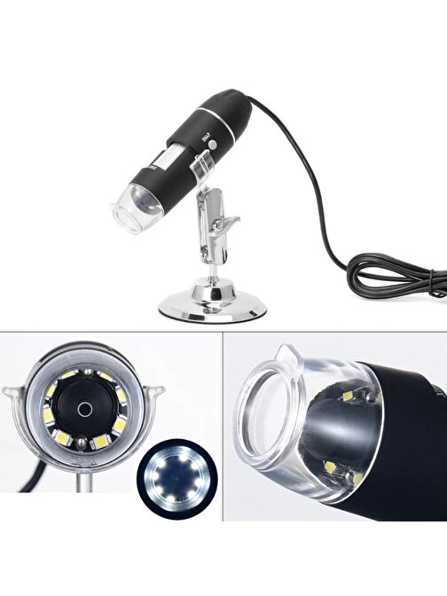 1600X Usb Dijital Mikroskop Kamera Endoskop 8Led Büyüteç Metal Standı