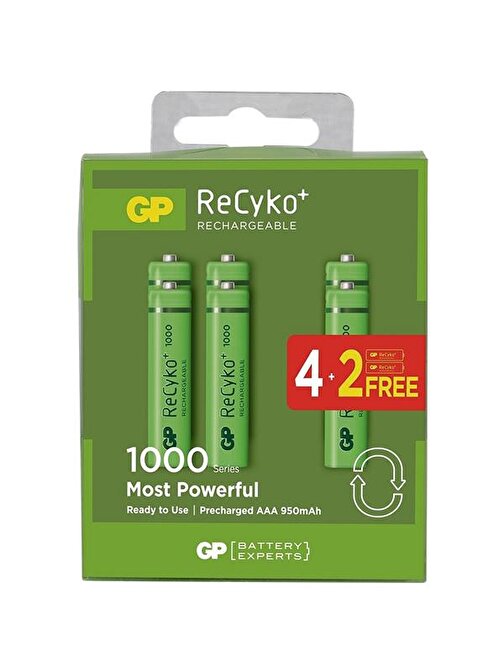 GP RECYKO 950 MAH AAA İNCE 4+2 6LI ŞARJLI PİL PAKET FİYATI