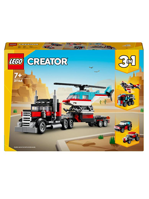 Lego Creator 31146 Helikopterli Açık Kasa Kamyon