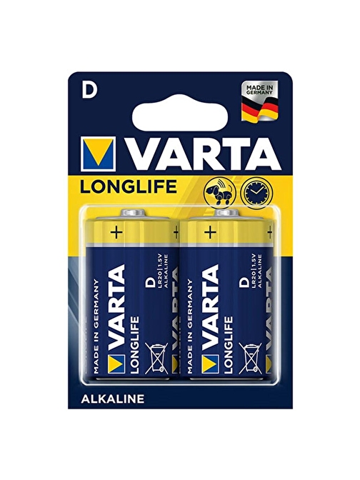 VARTA LONGLIFE POWER ALKALİN BÜYÜK BOY D PİL (2Lİ PAKET FİYATI)