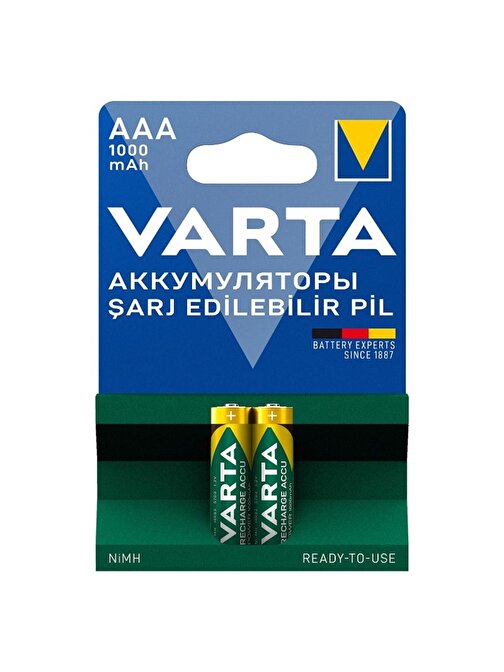 VARTA NI-MH 1.2 VOLT - 1000 MAH HR03 AAA ŞARJLI 2Lİ İNCE KALEM PİL