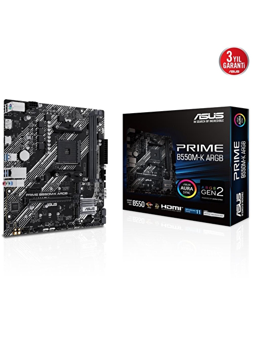 ASUS PRIME B550M-K ARGB DDR4 5100MHz mATX M.2 AMD HDMI DP AM4