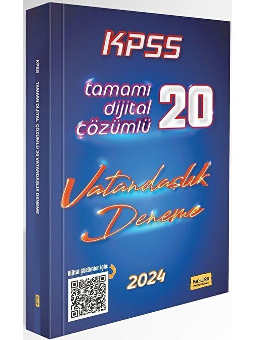 2024 KPSS Vatandaşlık Tamamı Dijital Çözümlü 20 Deneme Makro Kitabevi