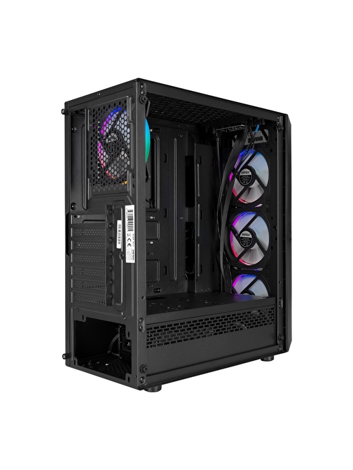 EVEREST FLAT MESH Powersız Siyah Temper Camlı Mid Tower ATX Kasa