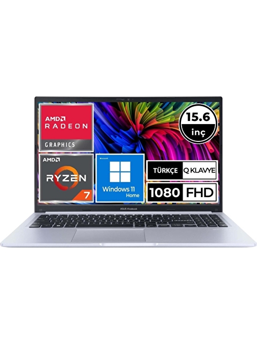 ASUS VİVOBOOK 15 M1502IA-EJ137W-K AMD RYZEN7 4800H 16GB 512SSD 15.6" FULLHD W11H