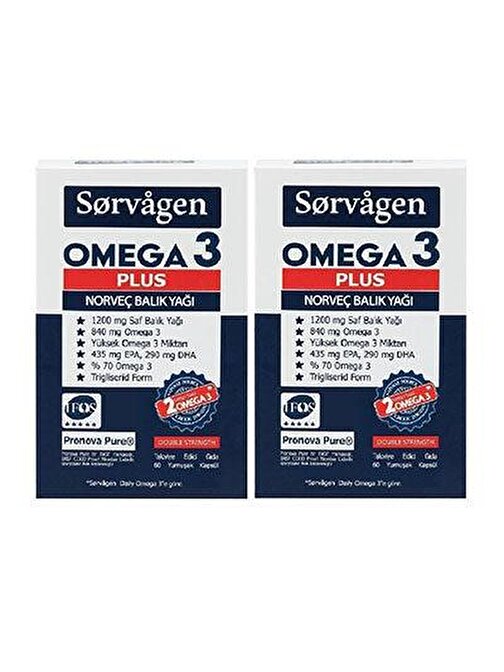 Sorvagen Omega-3 Plus 1200 Mg Norveç Balık Yağı 60 Kapsül 2'li Paket