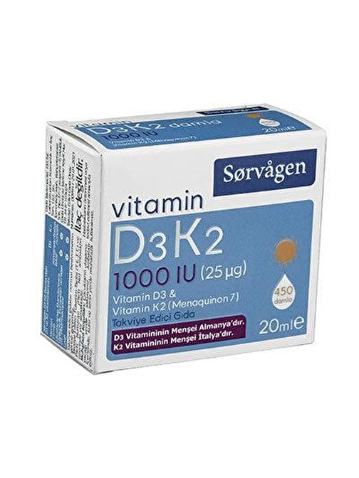 Sorvagen Vitamin D3K2 1000 IU 20 ml Damla