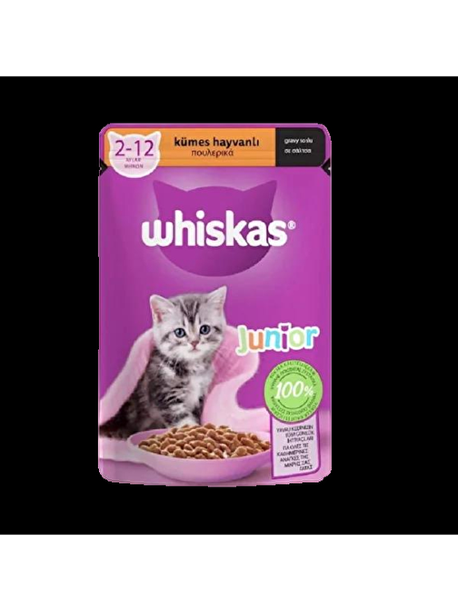 Whiskas Pouch Sos İçinde Kümes Hayvanlı Yavru Kedi Konservesi 85gr