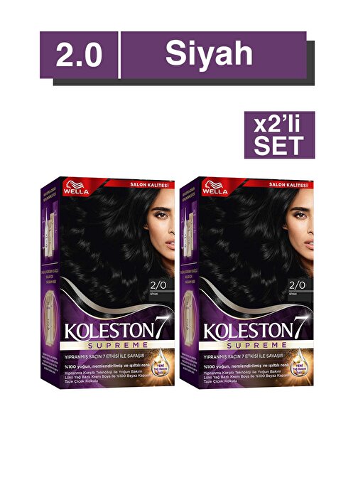 Koleston Supreme Saç Boyası 2/0 Siyah x2' li Set