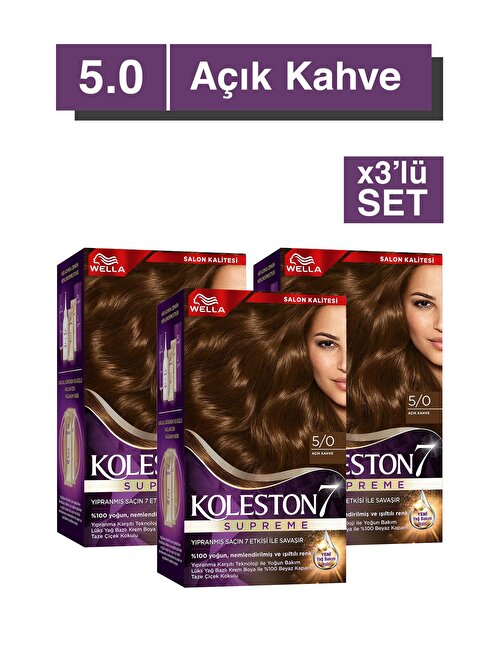 Koleston Supreme Saç Boyası 5/0 Açık Kahve x3'li Set