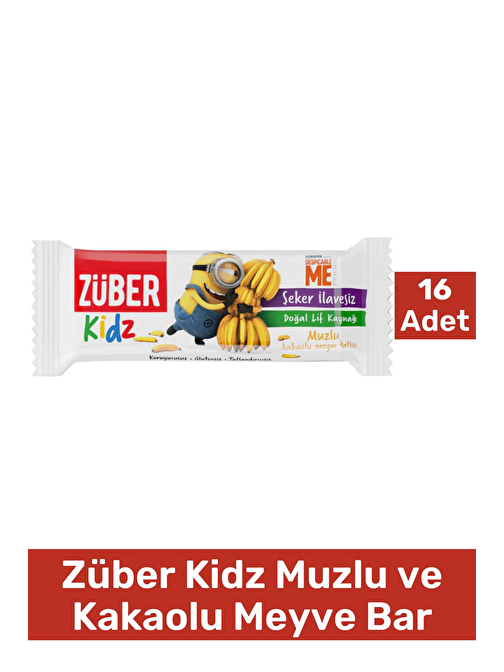 Züber Kidz Muzlu ve Kakaolu Meyve Bar 30g X 16 Adet