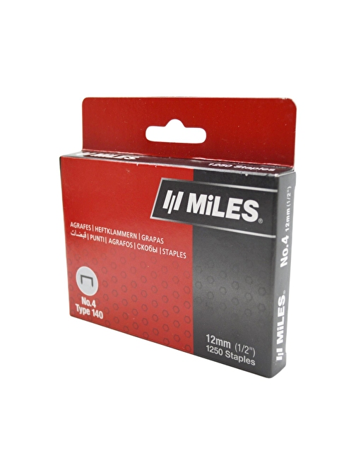 Miles No:4 12 mm Çakma Zımba Teli Gümüş 1250 li Type 140