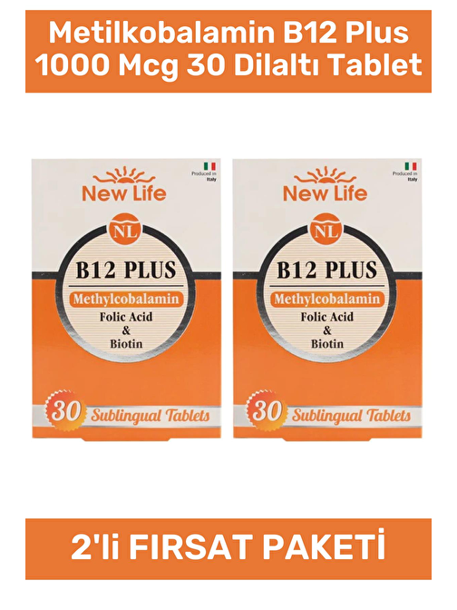 New Life Metilkobalamin B12 Plus 1000 Mcg 30 Dilaltı Tablet - 2 Adet