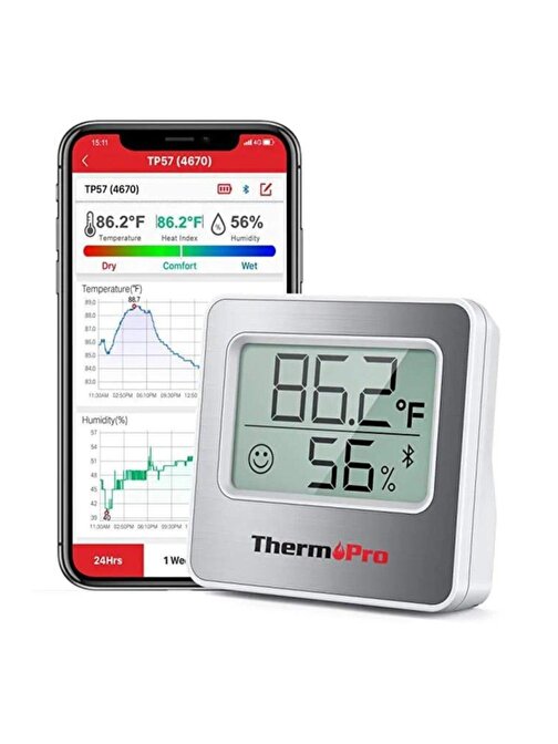 ThermPro TP-357 Akıllı İç Mekan Isı ve Nem Ölçer Termometre
