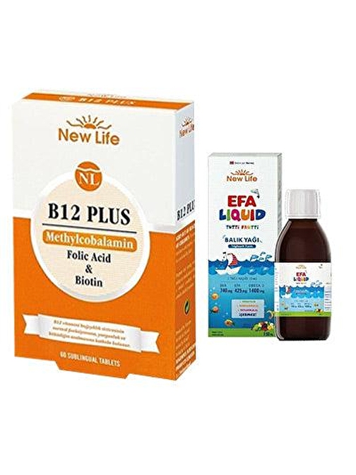 New Life B12 Plus 60 Tablet & EFA Liquid Tutti Frutti